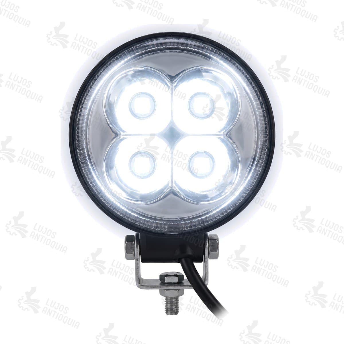 Exploradora redonda 4 LED 12-24V, encendida en luz blanca