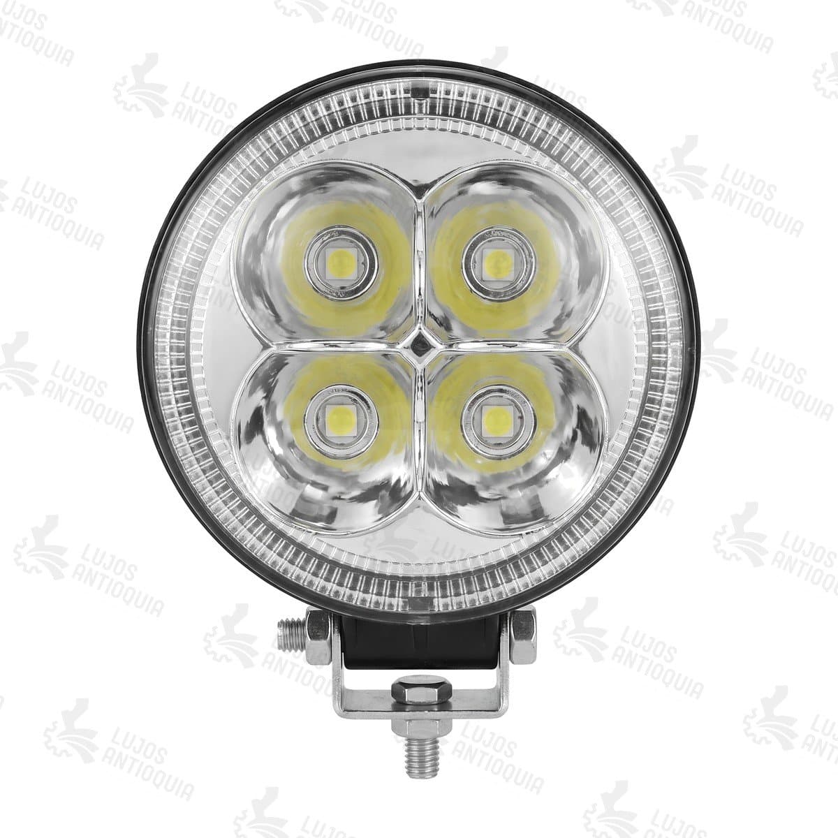 Exploradora redonda 4 LED 12-24V, vista de frente